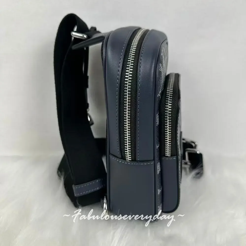 Coach Racer Sling Pack Signature Canvas With Charms/Silver/Denim Chalk CEB27 NWT